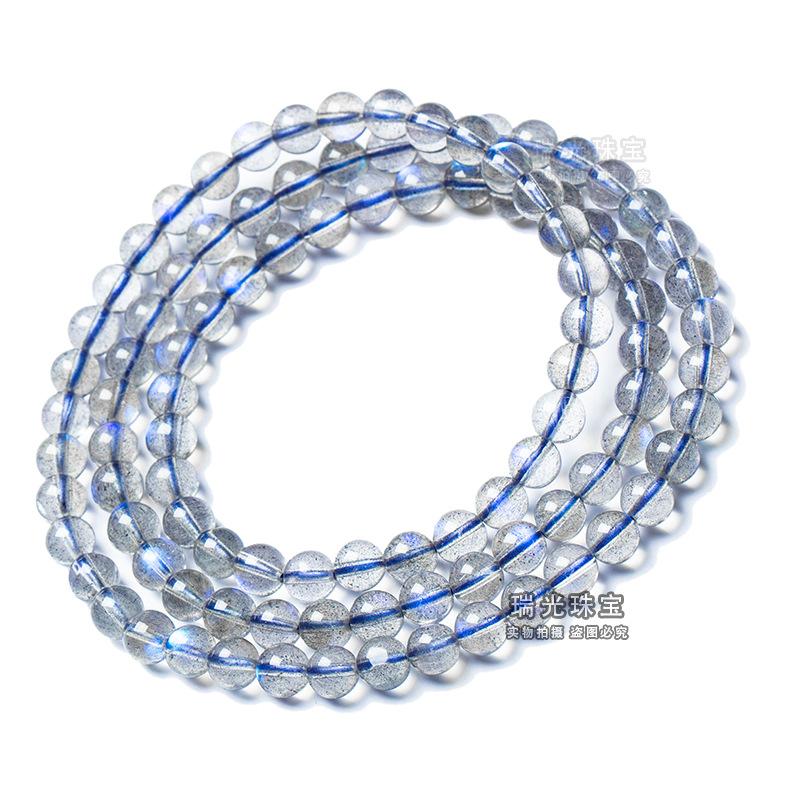 New Product 8ACompletely Pure Gray Moonlight Collectible Full Blue Light Labradorite Cat's Eye Crystal Bracelet