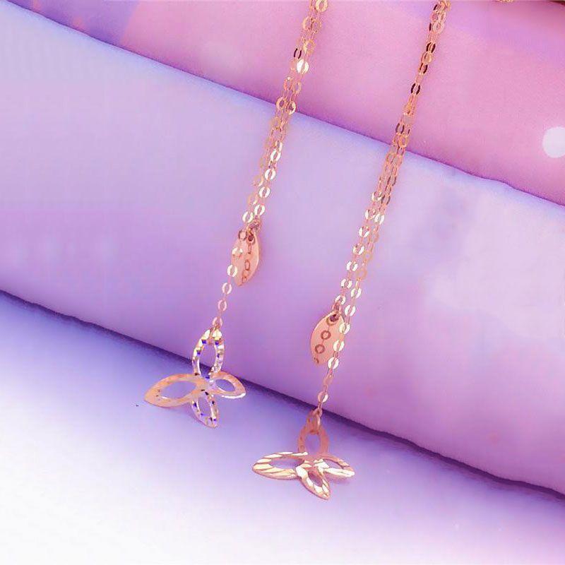 Exquisite Purple Gold Color Gold Butterfly Earrings, Simple Personality Temperament, Fashionable High-End Design, Rose Gold-Plated Earrings.