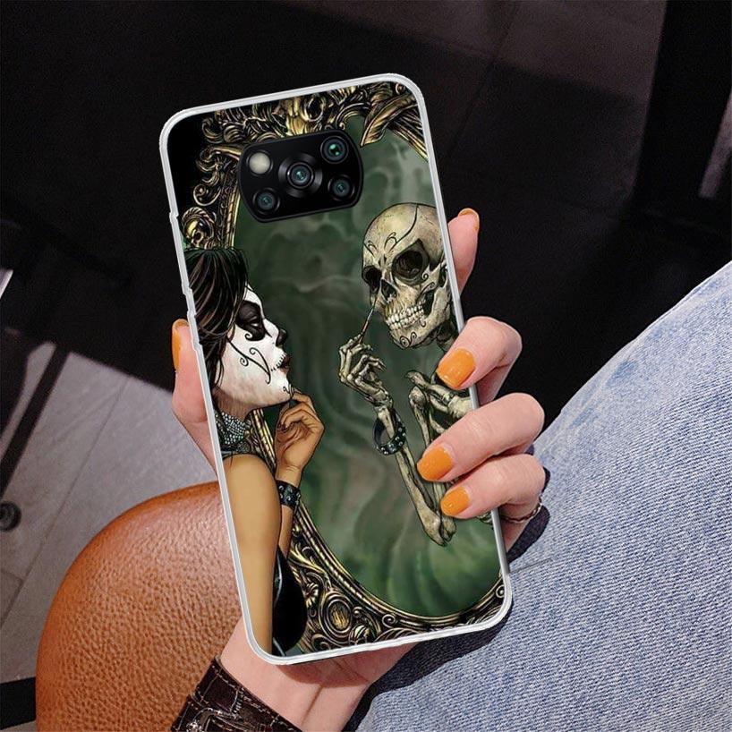 Catrina Beautiful Rose Girl Skull Phone Case For Xiaomi Poco X7 X6 X5 Pro F7 Ultra Redmi 15C 15 13C 13 12C 12 10 10A 10C 9 9A 9C