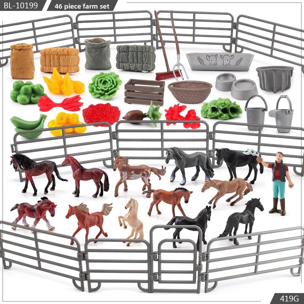 Farm Scene Animal Models Set Pvc Farm Animal And Vegetables Figure Toy For Kids Play And Decoration