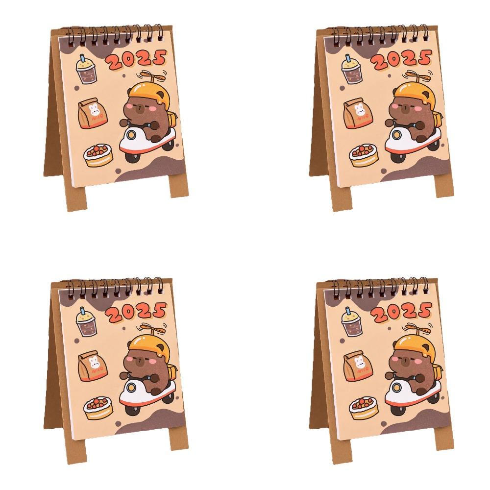 4Pcs/set Thickened 2025 Calendar Cute Desktop Calendar Ornament Portable Mini Calendar  Students