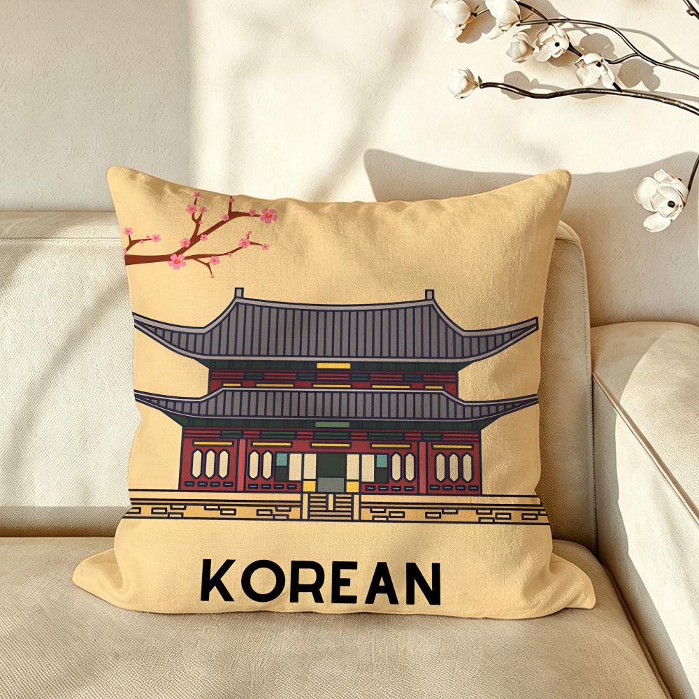 Art SSouth KKorea CCulture Series Cushion Cover Pillow Case Antidustmite Pillowcase Silky Short Plush Sofa Cushion Cover Hot