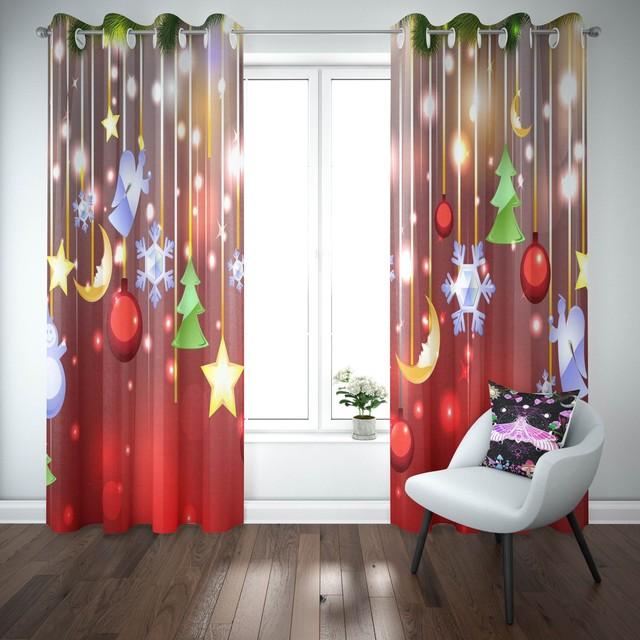 Weihnachtsvorhänge für Wohnzimmer, Verdunkelungsvorhang für das Schlafzimmer, ästhetische Dekoration, Schneeflockenvorhänge Para La Sala, 2 Paneele