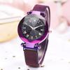 Women Sky Starry Luminous Watch Roman Numerals Quartz Watch Magnet Wristwatch