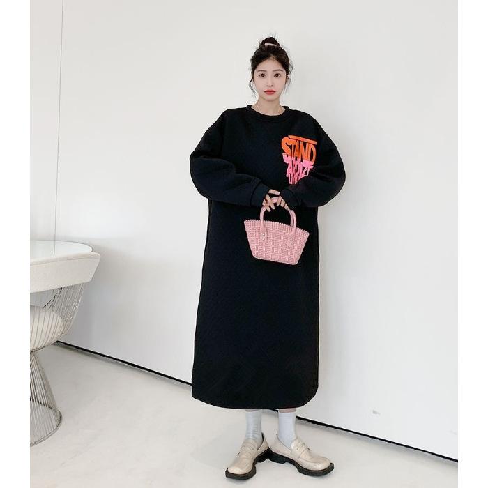 

YYFS Женская мода Осень Зима Длинный рукав Круглый вырез Свободная талия Повседневные платья Size: One Size