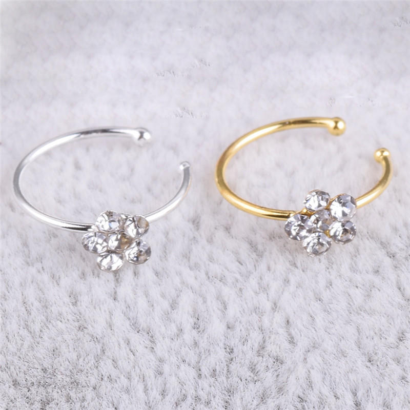 1Pc Small Thin Clear  Flower Nose Ring Charm Nose Ring Jewelry