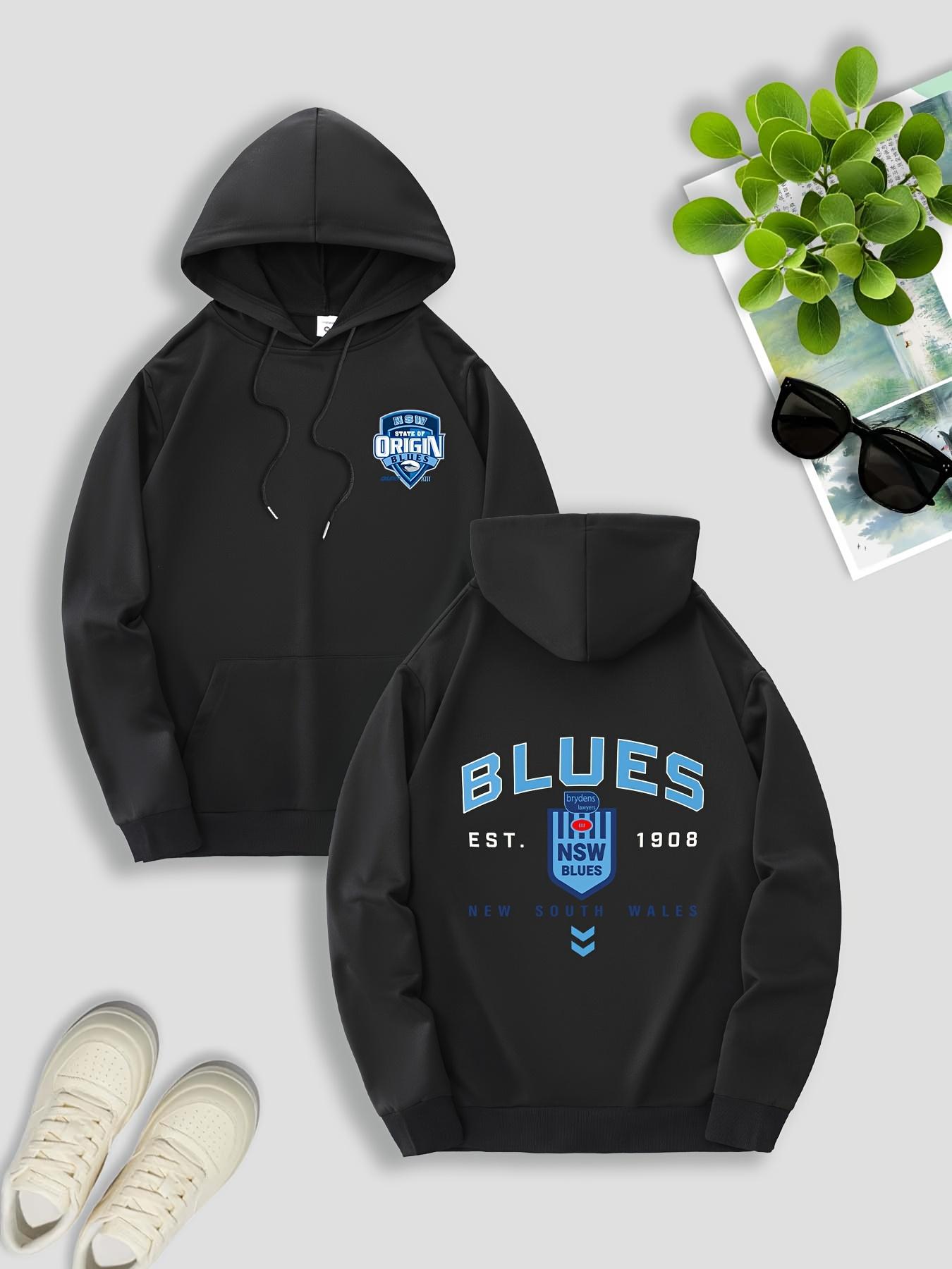 

Men s Rugby NSW Blues Logo Vibrant Pink Geometric Print Kangaroo Pocket Sweatshirt 100% Polyester Machine Washable Fall Winter 3XL