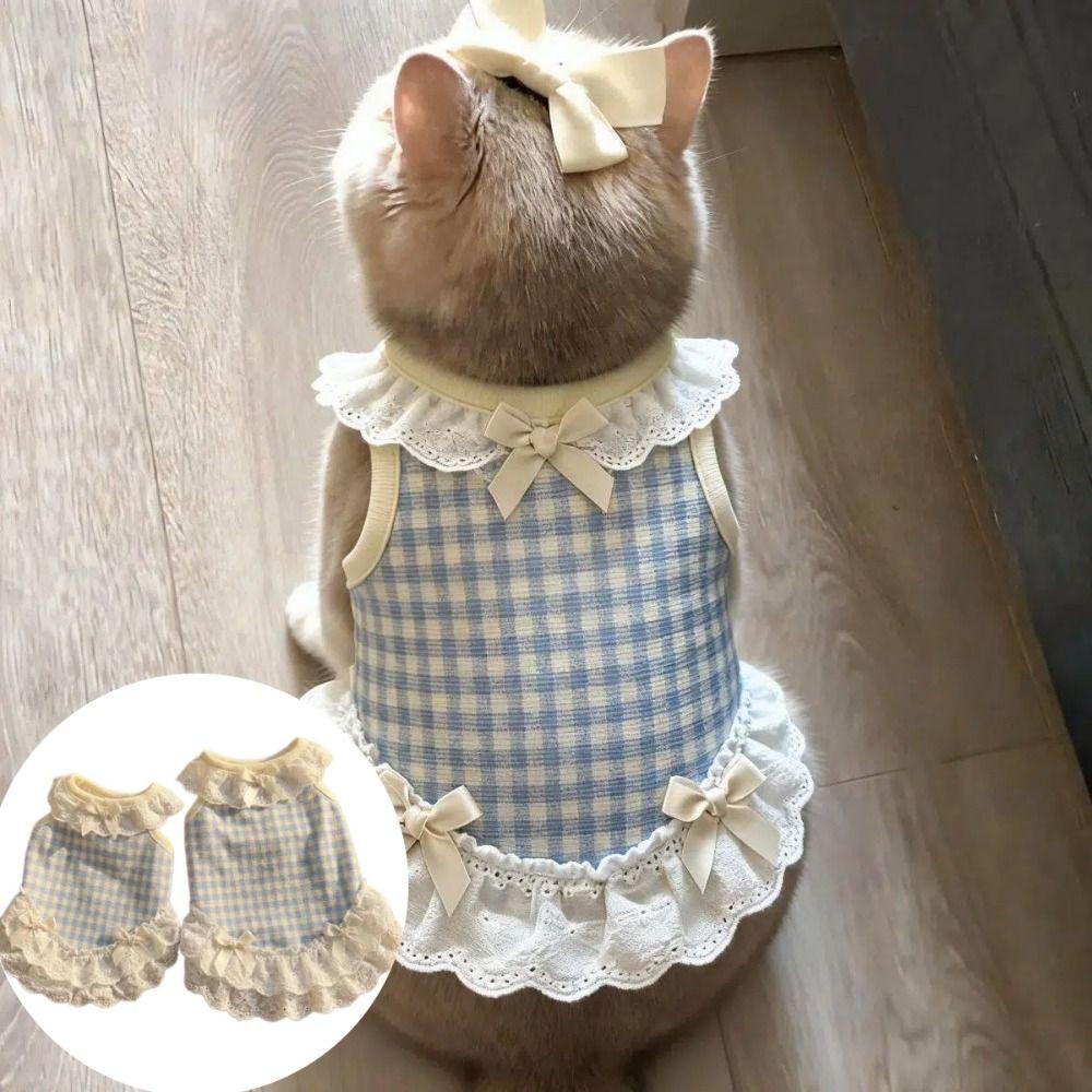 Comfortable Pet Dog and Cat Checkered Clothes Small Dog Vest  Spring Summer Season
