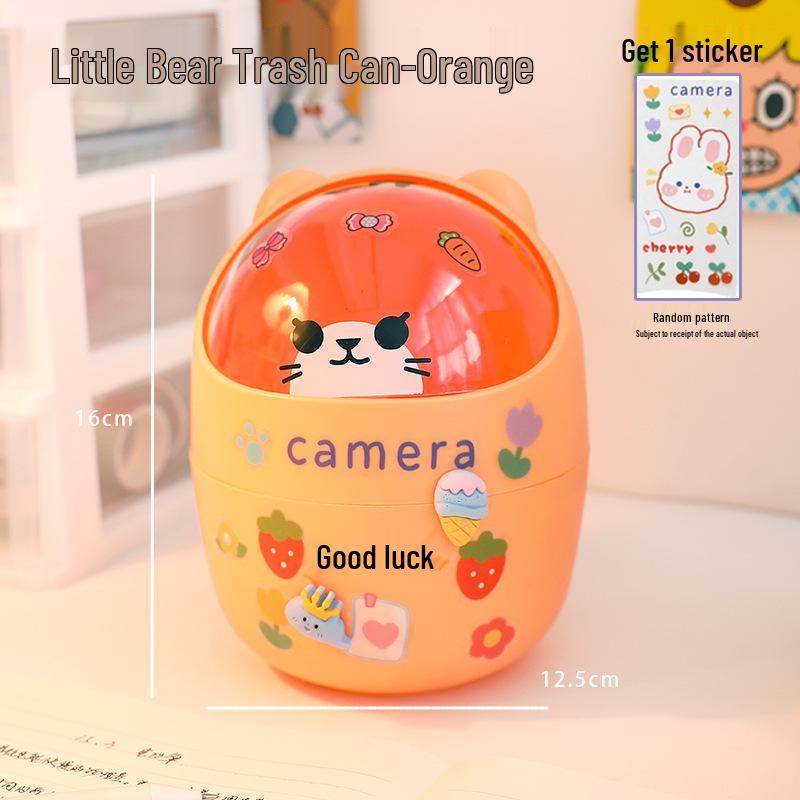 Mini Cute Bear Desktop Trash Can for Office and Student Desk