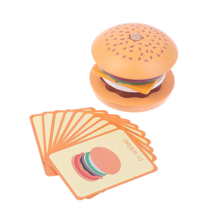 

Монтессори-игрушка для детей, деревянная сортировка, гамбургер, сэндвич, картофель фри, игрушки для укладки, дошкольное обучение, ролевые игры, еда, игрушка