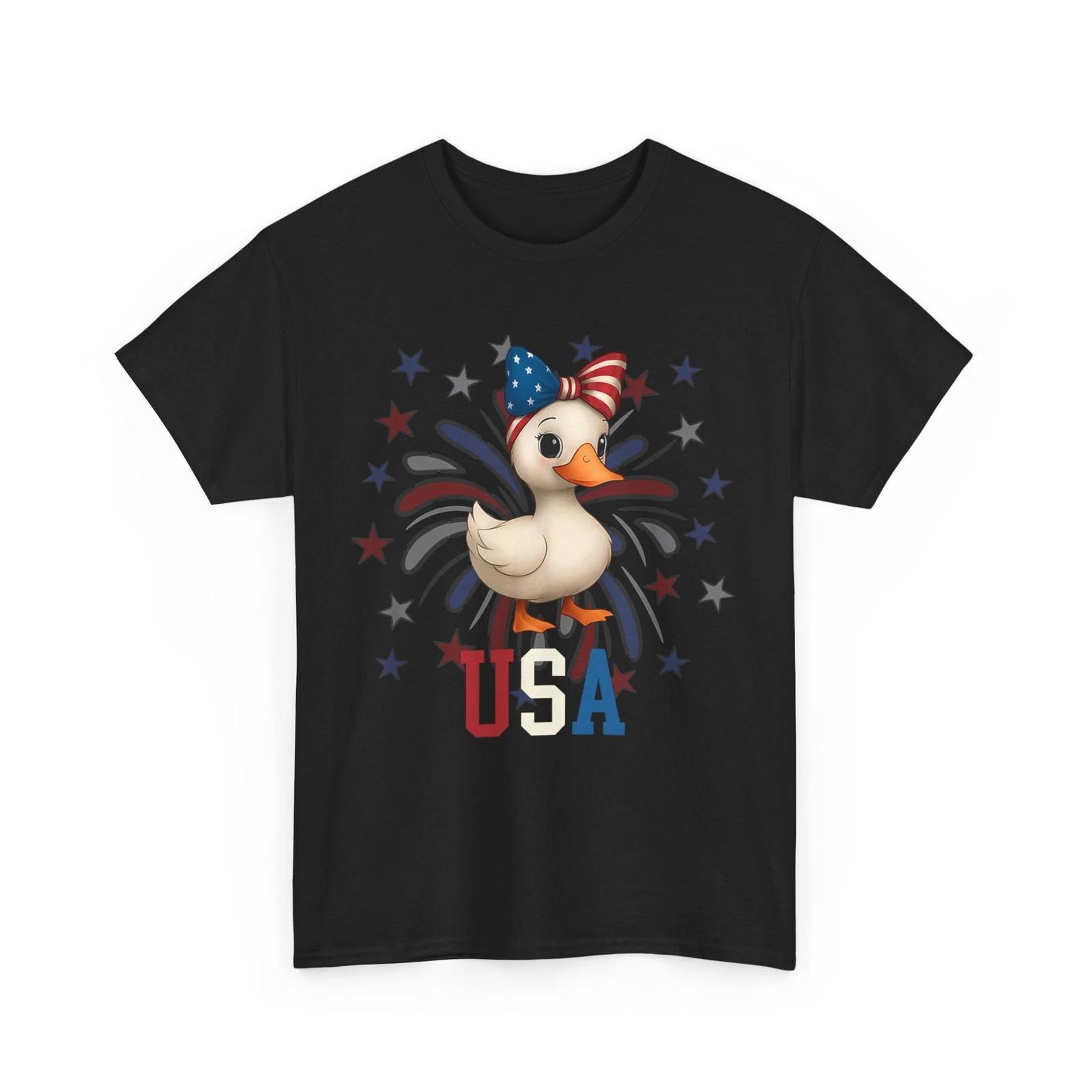4th of July Shirt, Patriotic Baby Goose USA Fireworks 4th of July Cute Shirt S