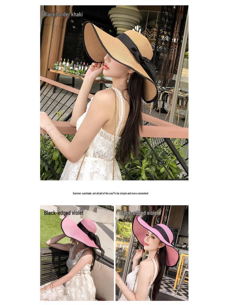 Women's Large Brim Straw Sun Hat for Summer Beach and Seaside Vacation, Anti-UV Protection