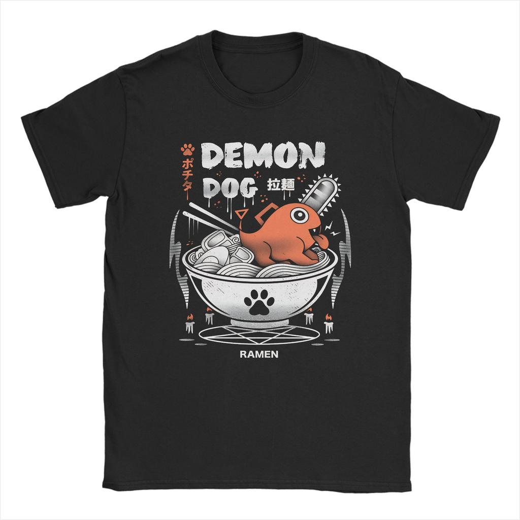 Cool Demon Dog Ramen Pochita Anime Chainsaw Men T-Shirts for Men O Neck Cotton T Shirts Short Sleeve Tee Shirt Plus Size Clothes