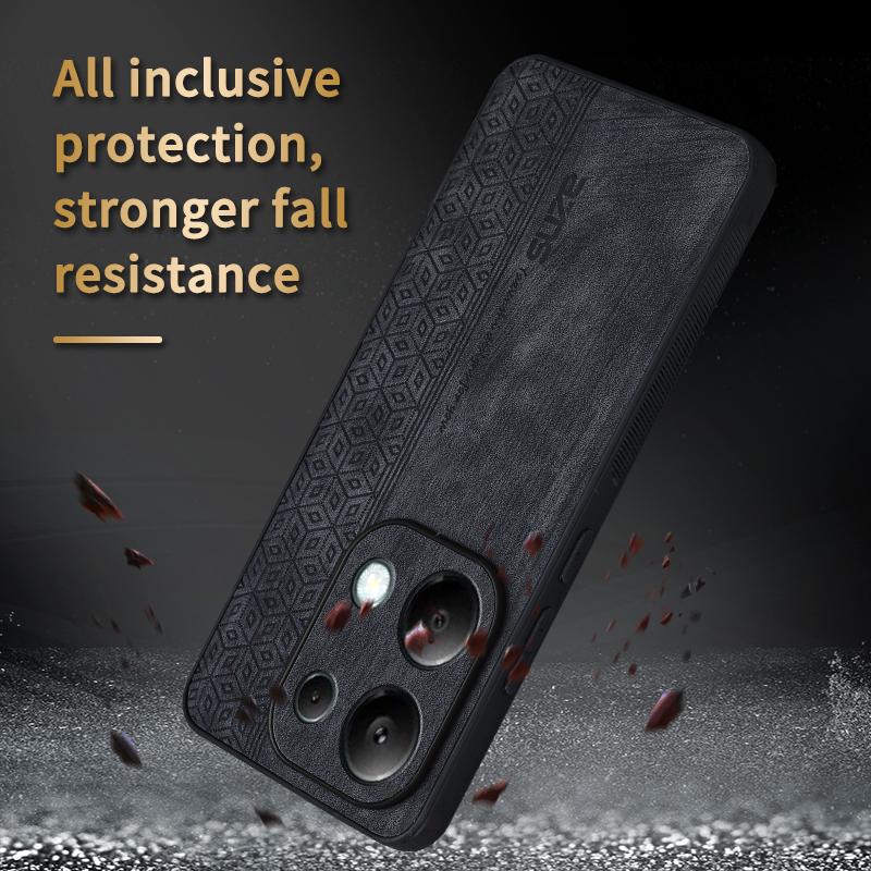 

AZNS For Xiaomi Redmi Note 13 Pro 4G/Poco M6 Pro 4G Case Shockproof PU Leather Covered TPU Phone Shell Black