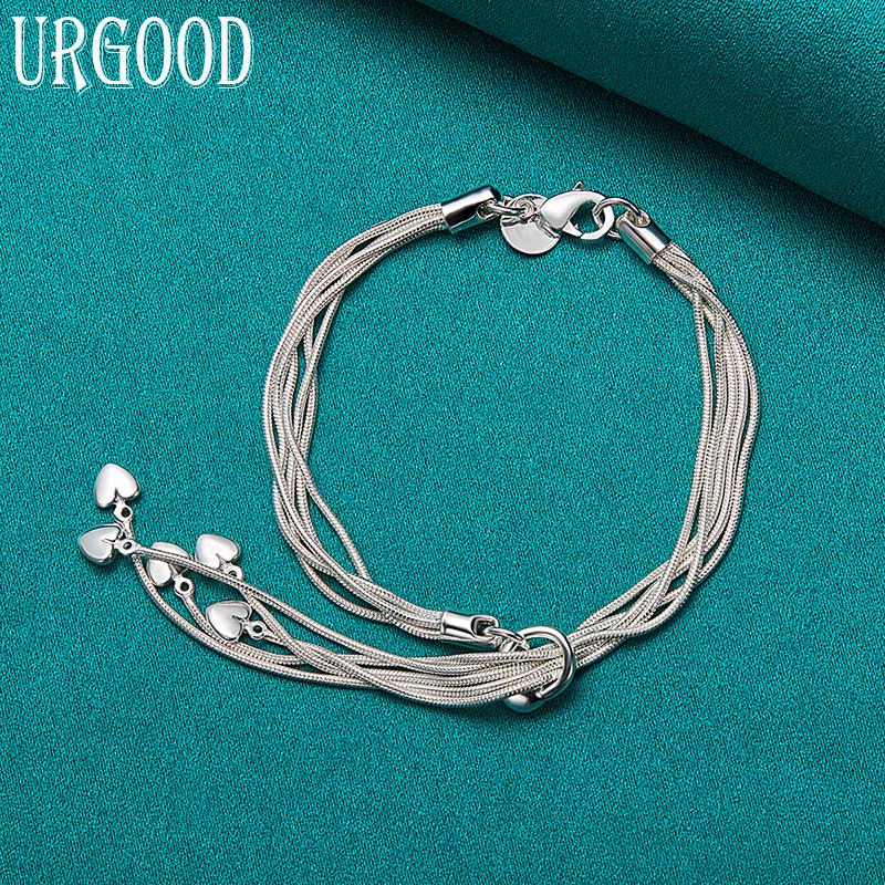 925 Sterling Silber Love Herz Anhänger Armband Romantischer Schmuck