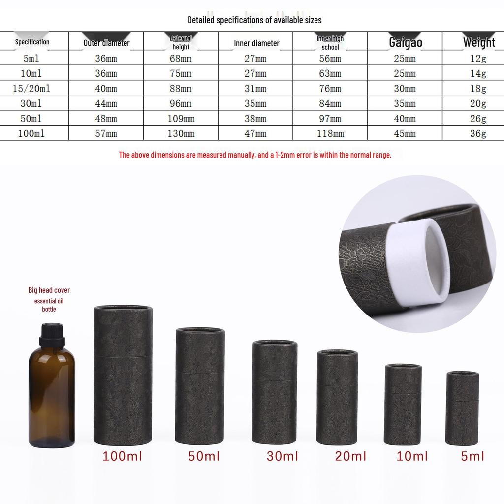 Essential Oil Bottle Paper Tube - Kraft Round Perfume and Cosmetics Gift Box