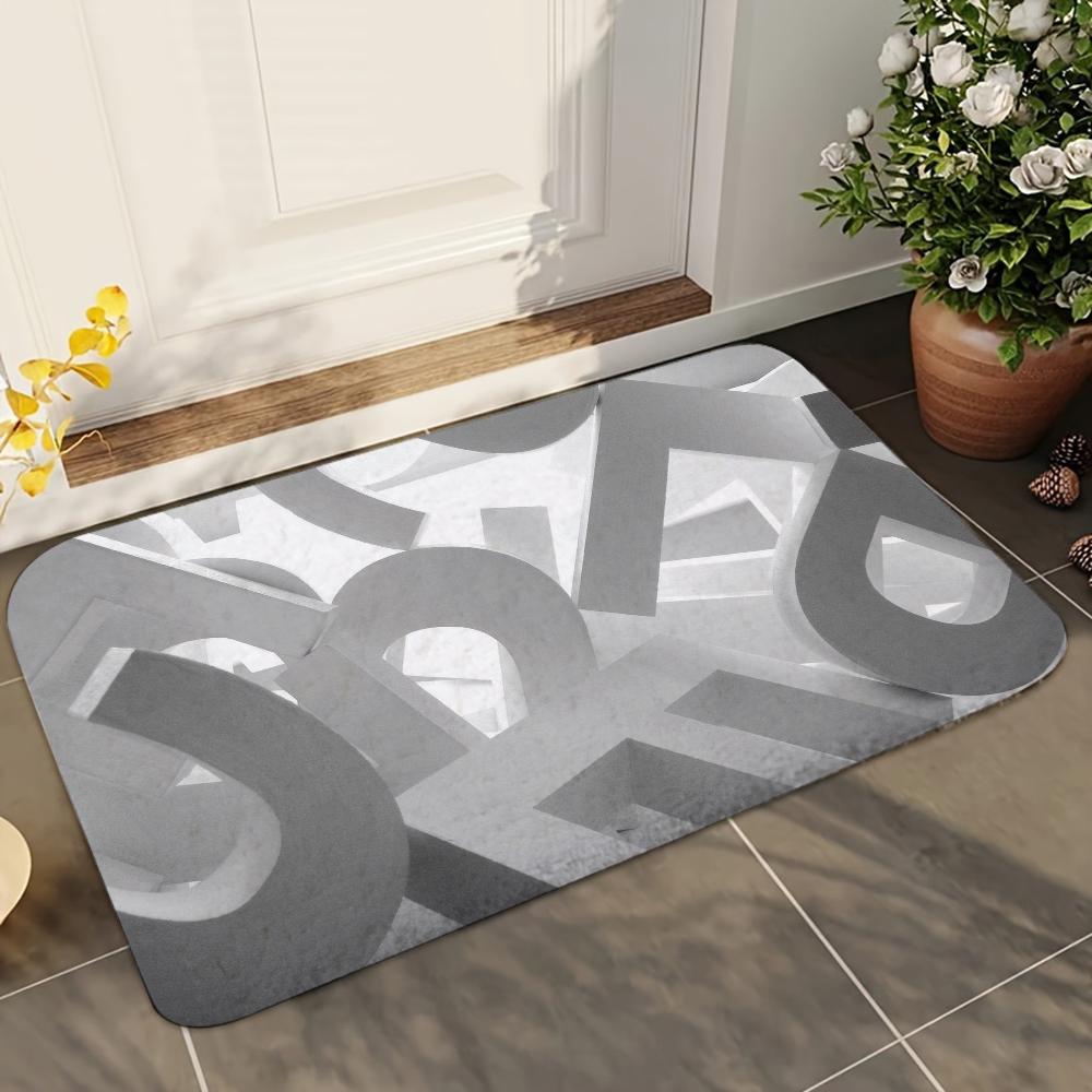 

1pc Letter Bathroom Absorbent Mats Anti-Slip Mats Home Decor Supplies Carpets Home Kitchen Floor Mats 40x60cm