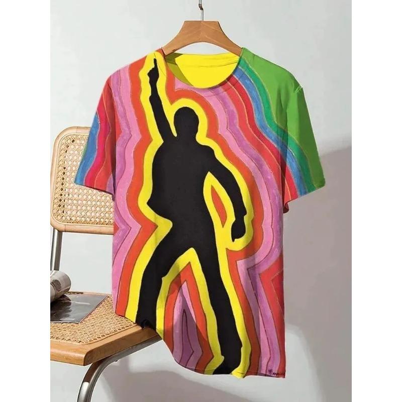 Versatile Simple Printed T-shirt Men's Casual Comfortable Round Neck Short-sleeved Fashion Top