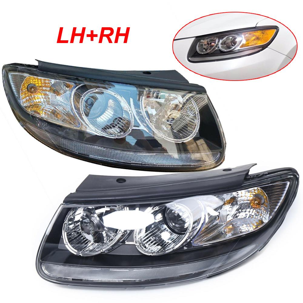 

[1 пара] Левая+правая фара в сборе для Hyundai Santa Fe 2007-2012 Галогенная фара 6 штифтов Автомобильные аксессуары