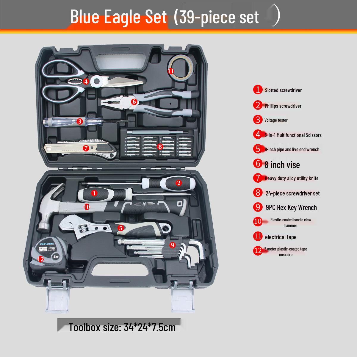Comprehensive Home Tool Kit: Pliers, Allen Wrench & More for Family, Car, and Electrician Use
