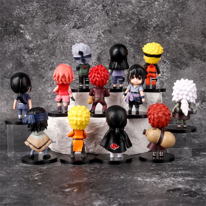 12Pcs/Set Naruto Q Verison Figure Toys Cute Anime Mini Sasuke Kakashi Itachi Gaara Jiraiya Kawaii PVC Action Figurine Model Doll