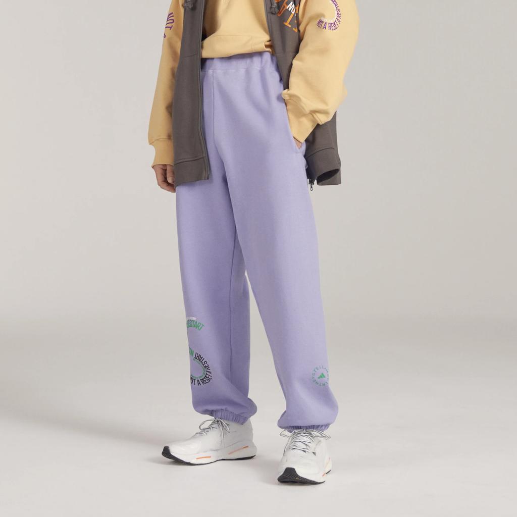 Adidas By Stella McCartney Logo Print Sweatpants Unisex Bottoms Purple IB5908