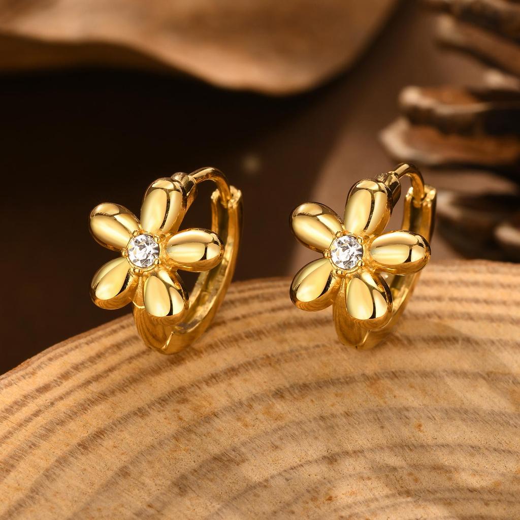 Light Luxury White Zircon Heart-Shaped Earrings for Women,  Stainless Steel Gold Color Classic Hoop Earrings, Fashion Jewelry
