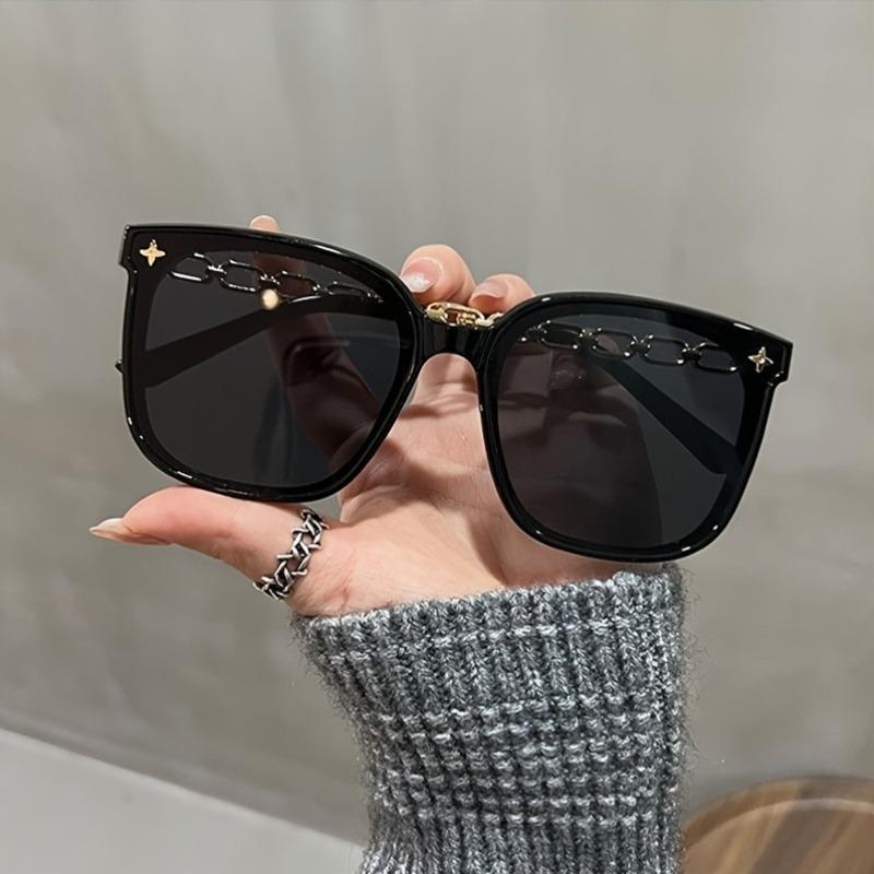 Square Metal Frame Decorative Eyeglasses New Fashion Big Frame Korean Version Anti-Reflective Lens Round Face Slimming for Women