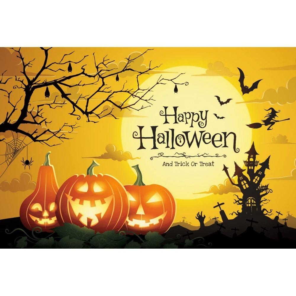 Halloween Party Decoration Hanging Cloth Pumpkin Witch Bat Castle Full Moon Night Photography Background Not Room Decoration