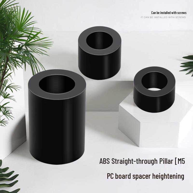 M5 Black Washer Hollow Pass-Through ABS Gasket Spacer, PC Board Isolation, Round Hole Sleeve Insulation Support Post.