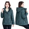 Hooded cotton clothes women's medium and long winter thickened warm rhombus slim and thin down cotton clothes trendy coat