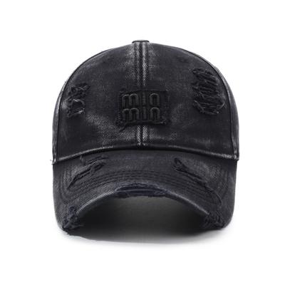 Modische Baseballkappe mit Buchstabenstickerei, Personalisierte zerrissene Baseballkappe, Vielseitige waschbare Kappe für Damen und Herren, Sonnenschutz für den Außenbereich, Trend