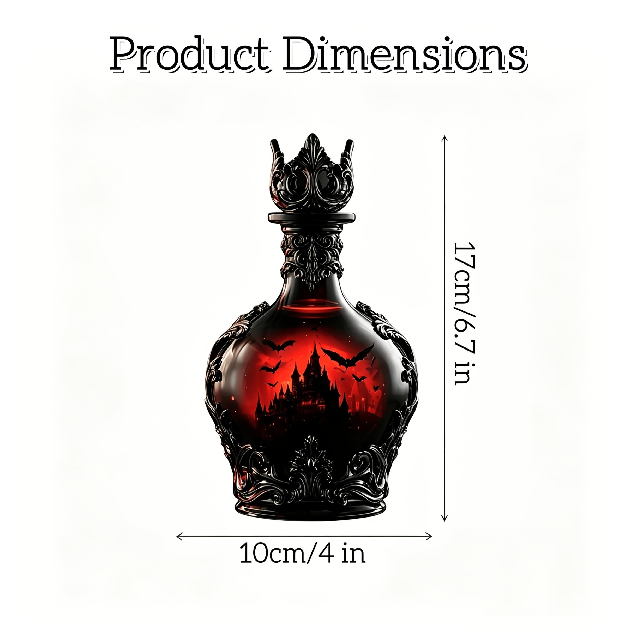 Vintage Gothic Potion Bottle, Handmade Black