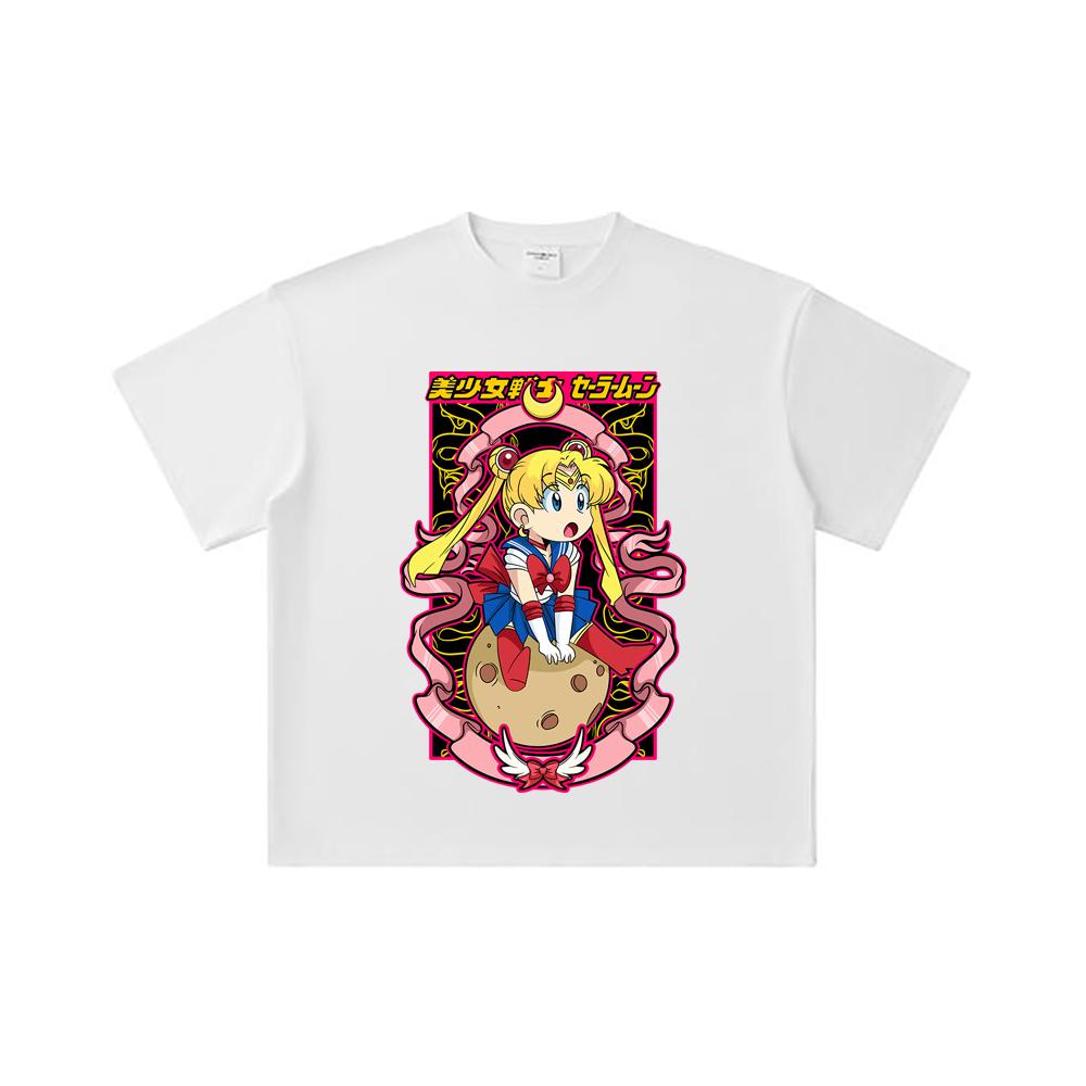 260 GSM Double Yarn 32 Count 100% Cotton Sailor Moon V10 Usagi Print Unisex Heavy Cotton T Shirt