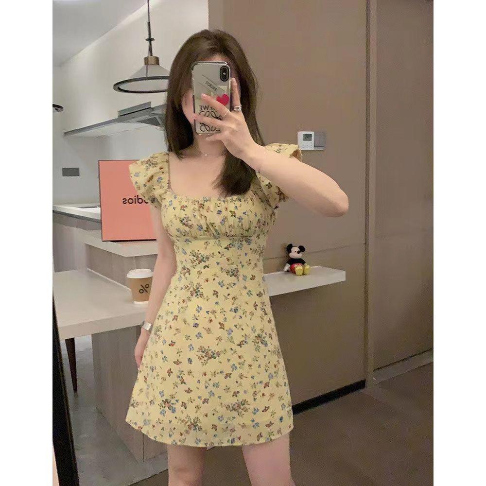 

Women s Floral Puff Sleeve Square Neck Maxi Dress - Summer 2026 M for 93-103