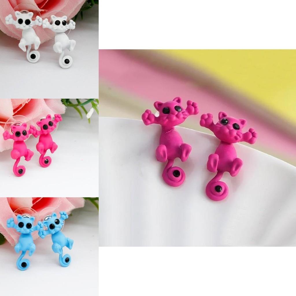 3d Adorable Cat Kitten Stud Earring Cartoon Animal Earrings Fashion Jewelry