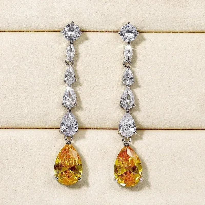 Zircon Oxide Temperament Earrings For Women Attending Banquets Fashion Mosonite Party Jewelry Personality Long Pendant