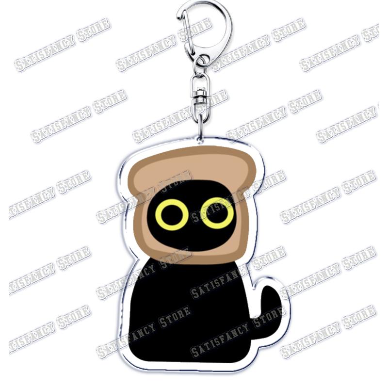 Cute Kawaii Little Black Cat Acrylic Keychains Funny Pet Kitty Keyring for Accessories Bag Pendant Key Chain Jewelry Fans Gifts