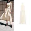 Summer New Product Women's Clothes Seaside Vacation Style Patchwork Hanging Collar Open Back Midi Skirt Long Dress 4174202
