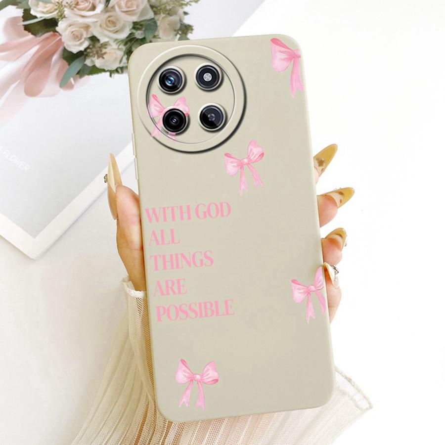 

For Realme 11 4G Phone Case RMX3636 Cover Fashion Simplicity bow flower Pattern Soft Silicone Shell Realme11 4G global Funda Realme 11 4G