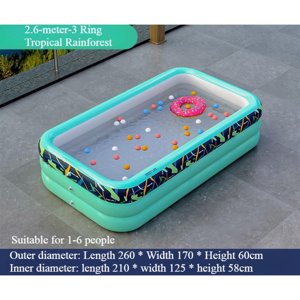 2m/2.6m Large Inflatable Swimming Pool Adults Kids Pools Bathing Tub Summer Outdoor Indoor Bathtub Water Pool Family Party Toys