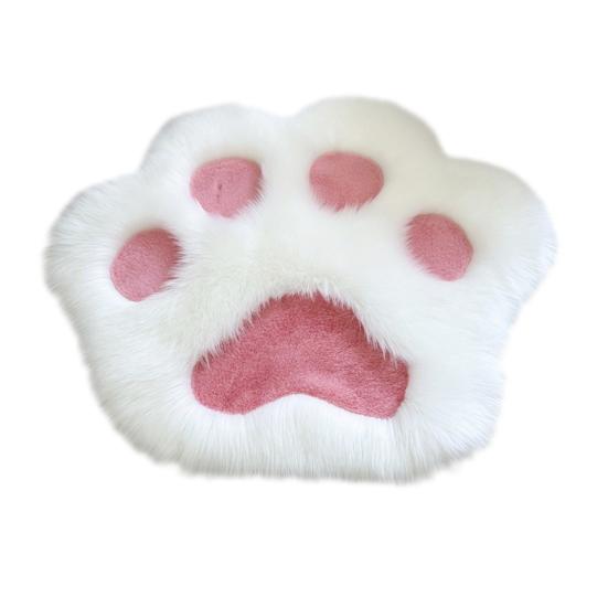 Plush Cat Paw Rug Fluffy Cute Kitten Paw Shape Floor Mat Cozy Furry Anti-Slip Bedroom Rug for Living Room Nursery Playroom Decor