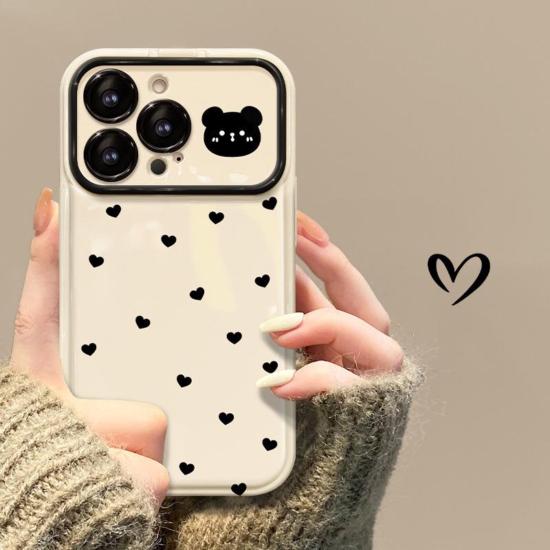 Applicable To Apple 15promax Mobile Phone Case IPhone 13/14 Full Screen Love 11/12 Silicone I Flip Mirror X
