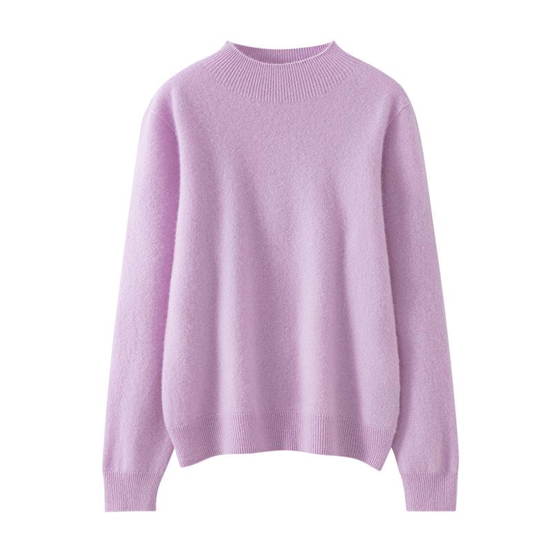 Lekasha Women's 100% Pure Cashmere Half-High Collar Loose Pullover for Autumn/Winter