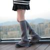 Winter Fall Knitted Leg Warmers Japanese Korean Style Wide Leg Cover Y2K Flared Split Knee High Long Socks for Women