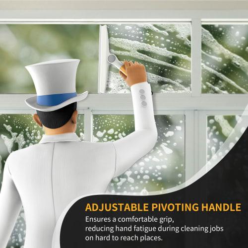 MR.SIGA Rotating Silicone Squeegee with Suction Cup Hook, Bamboo Handle, for Bathrooms, Mirrors, and Windows, Approx. W25 X H20.5cm