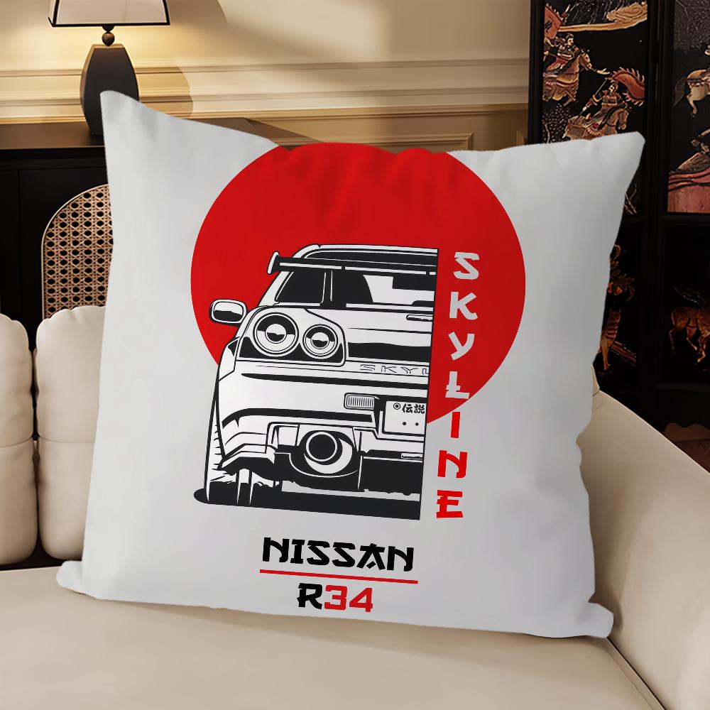 

Japanese Cars cushion cover Living Room Headboard Bedroom Office Cushion Cushion Sofa Nap Time J-Jdm G-GTR Sports Pillow Case 22x22Inch