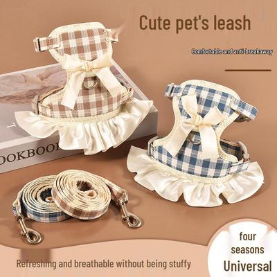 Plaid Vest Style Pet Harness with Leash for Dogs and Cats