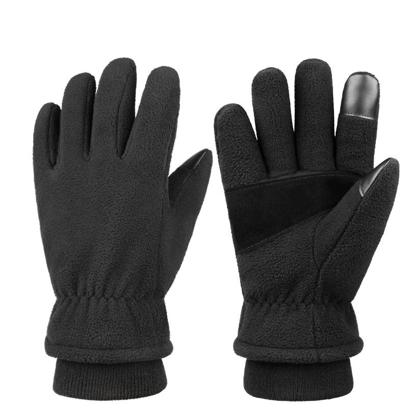 Fleece cold-proof warm gloves touch screen autumn and winter outdoor riding skiing warm fleece gloves S（127g±10）
