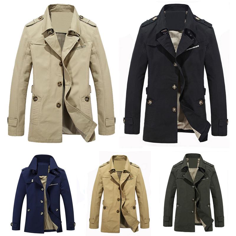 Men's Casual Jacket Windbreaker Long Coat